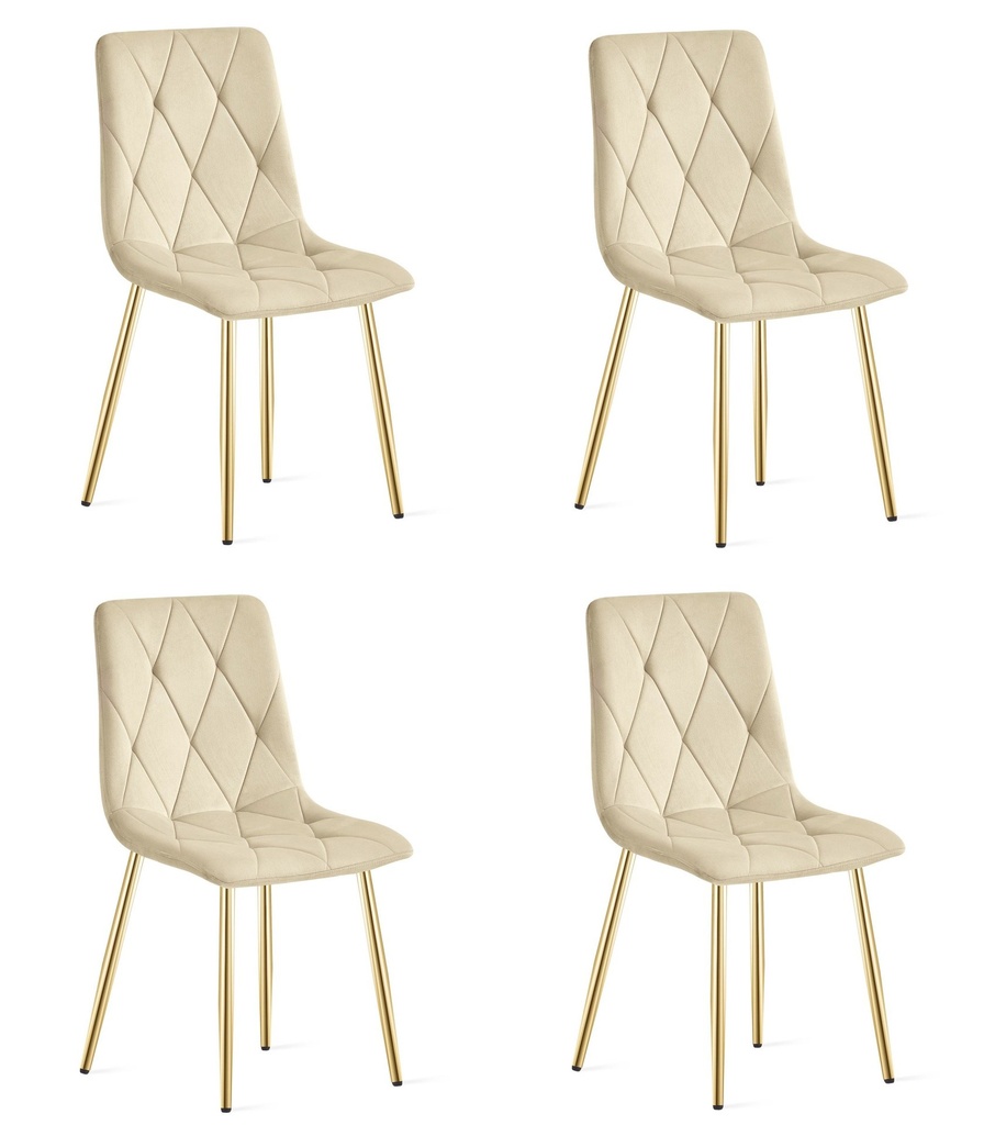 LIBRA Stuhl – hellbeiger Samt / goldene Beine x 4