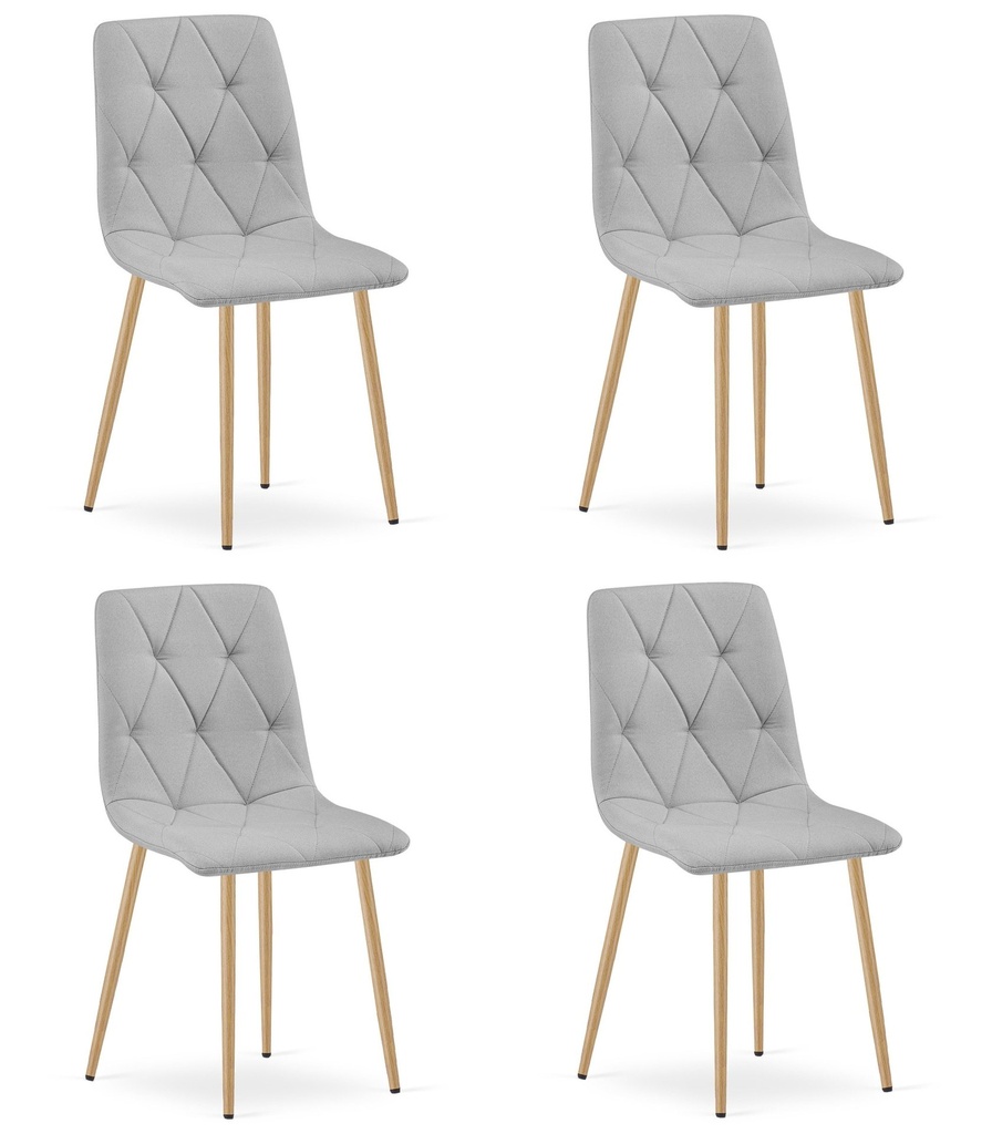 LIBRA Stuhl – hellgraues Material / holzfarbene Beine x 4