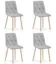 LIBRA Stuhl – hellgraues Material / holzfarbene Beine x 4