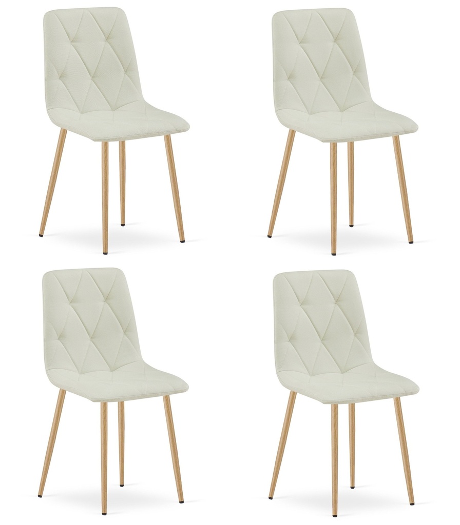 LIBRA Stuhl – beiges Material / holzfarbene Beine x 4