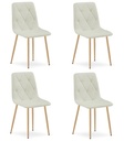 LIBRA Stuhl – beiges Material / holzfarbene Beine x 4