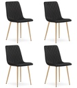 TURIN Stuhl – schwarzer Samt / holzfarbene Beine x 4