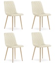TURIN Stuhl – hellbeiger Samt / holzfarbene Beine x 4