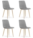 TURIN Stuhl – hellgrauer Samt / holzfarbene Beine x 4