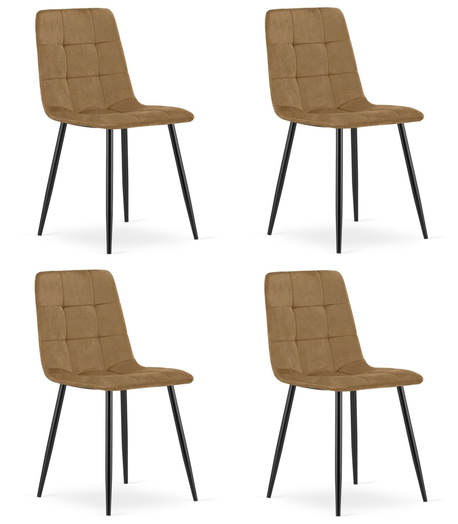 KARA Stuhl – brauner Samt / schwarze Beine x 4