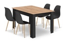 NP Tischset 120x80cm Craft + Schwarz + 4 WAT schwarze Stühle / natürliche Beine
