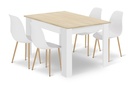 Set NP Tisch 120x80cm Sonoma Eiche + Weiß + 4 WAT weiße Stühle / Naturbeine
