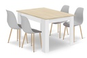 Set NP Tisch 120x80cm Sonoma Eiche + Weiß + 4 WAT graue Stühle / Naturbeine