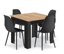 Set NP Tisch 80x80cm Artisan schwarze Beine + 4 WAT schwarze Stühle / schwarze Beine