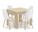 Set NP-Tisch 80x80cm Sonoma-Eiche + 4 WAT-Stühle weiß / Beine natur