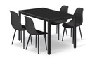 TESSA Tischset 120 cm x 60 cm – schwarz / schwarze Beine + 4 WAT-Stühle schwarz / schwarze Beine