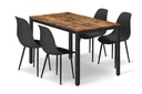 TESSA Tischset 120cm x 60cm - rustikal / schwarze Beine + 4 WAT schwarze Stühle / schwarze Beine