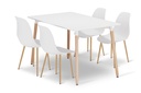 ADRIA Tischset 120cm x 80cm - weiß + 4 WAT weiße Stühle / Naturbeine