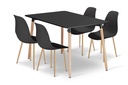 ADRIA Tischset 120cm x 80cm - schwarz + 4 WAT Stühle schwarz / Beine natur