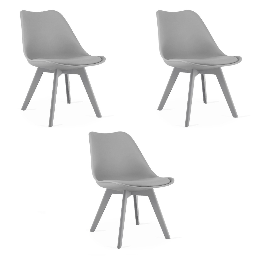MARK Stuhl – grau / graue Beine x 3