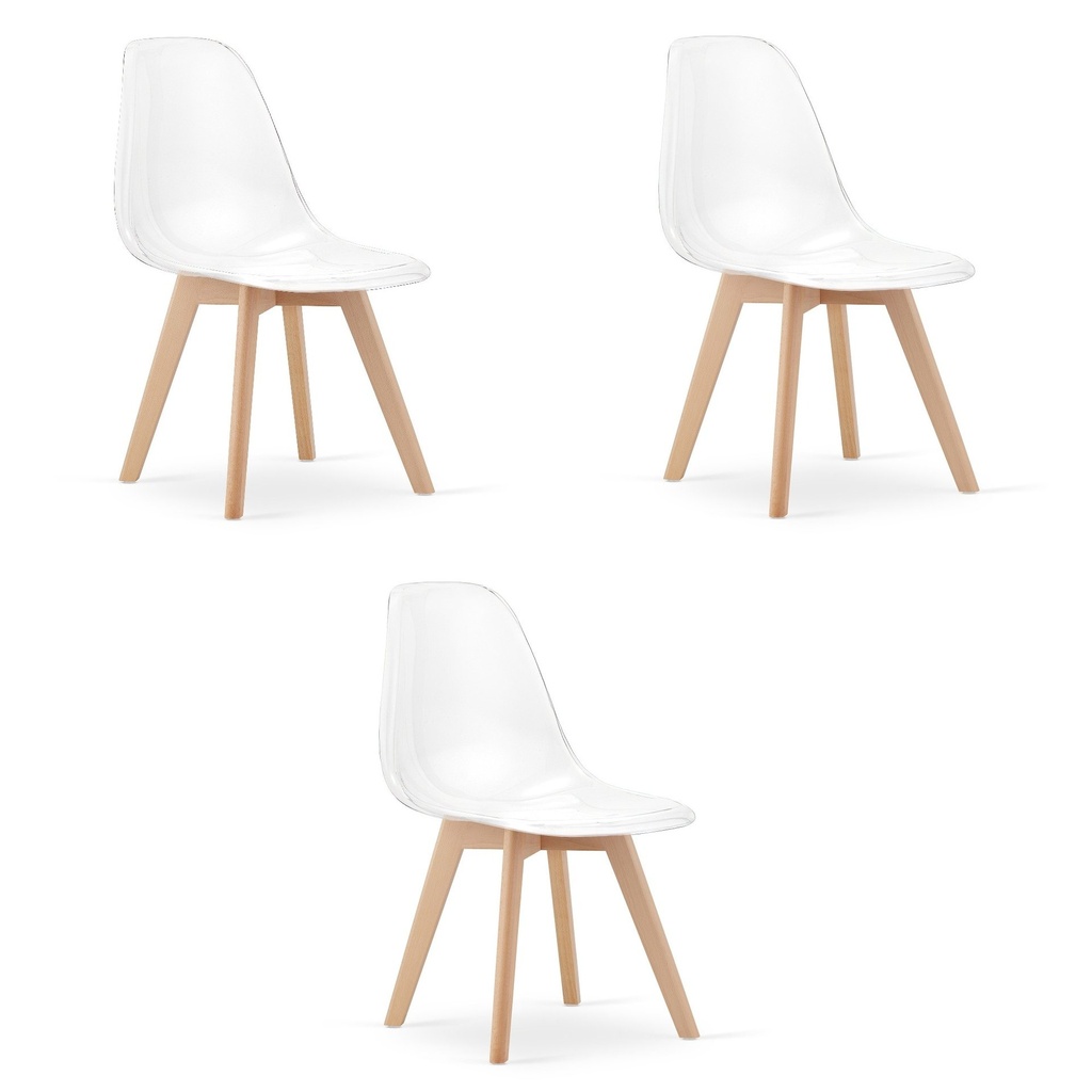 KITO Stuhl transparent / natürliche Beine x 3