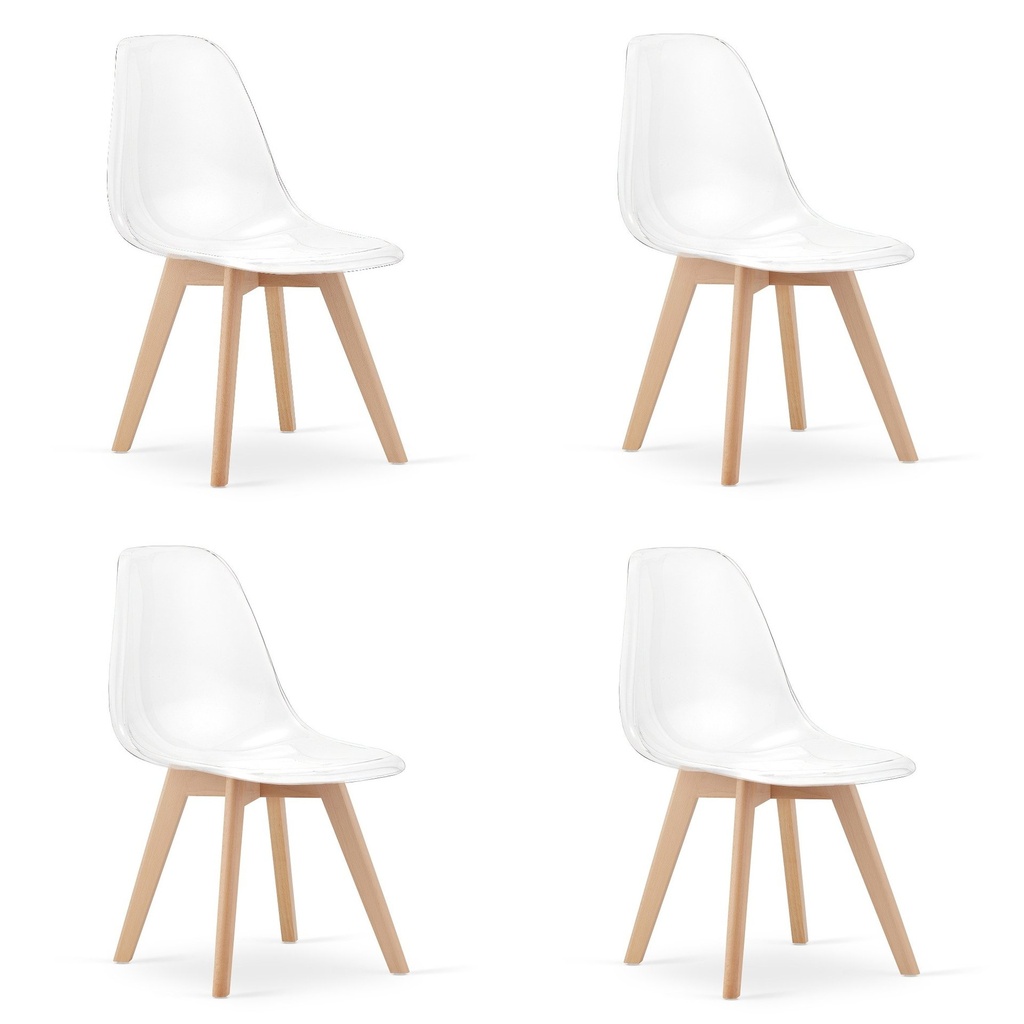 KITO Stuhl transparent / natürliche Beine x 4