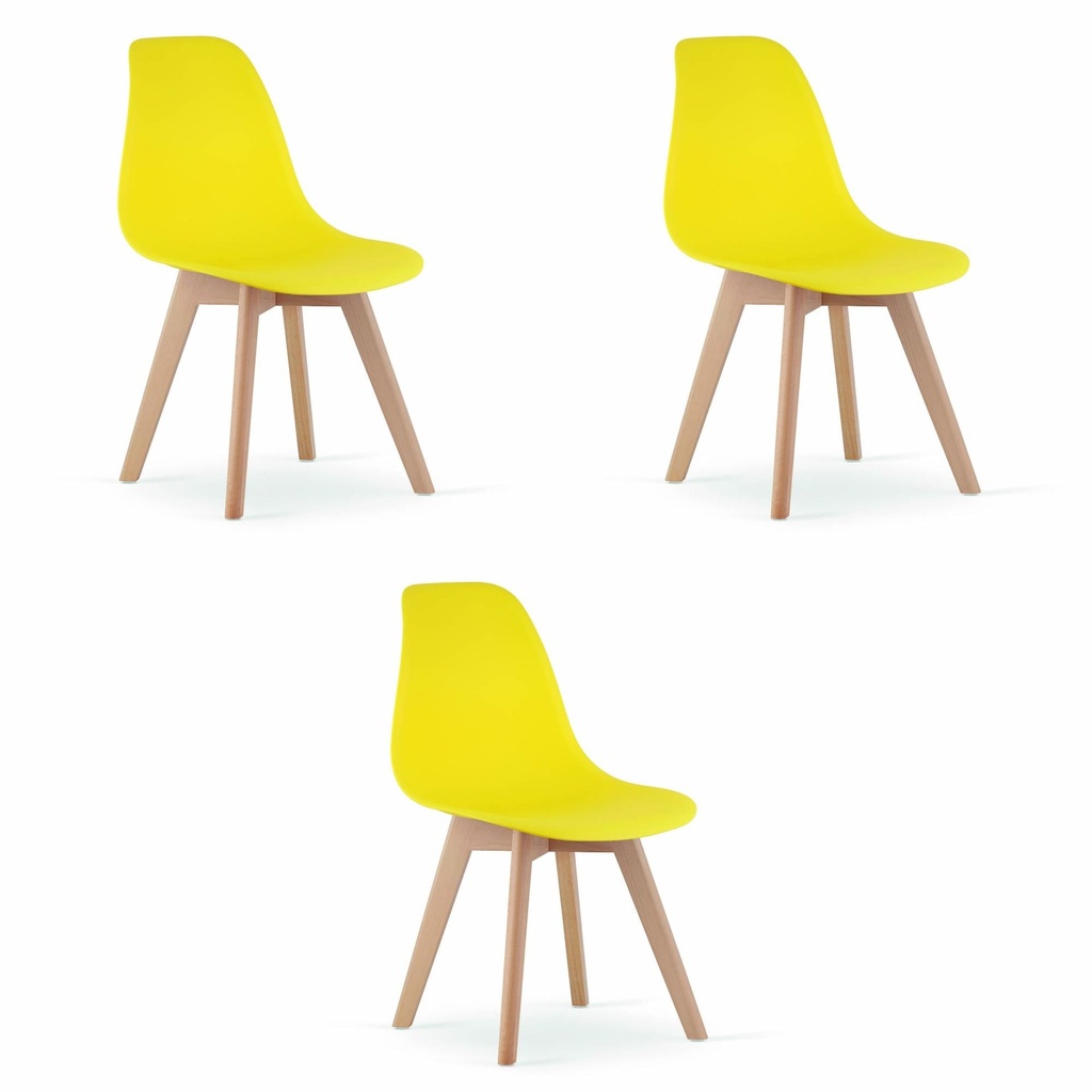 KITO Stuhl gelb / natürliche Beine x 3