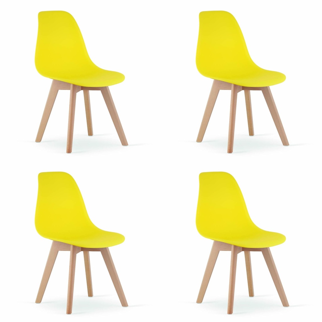 KITO Stuhl gelb / natürliche Beine x 4