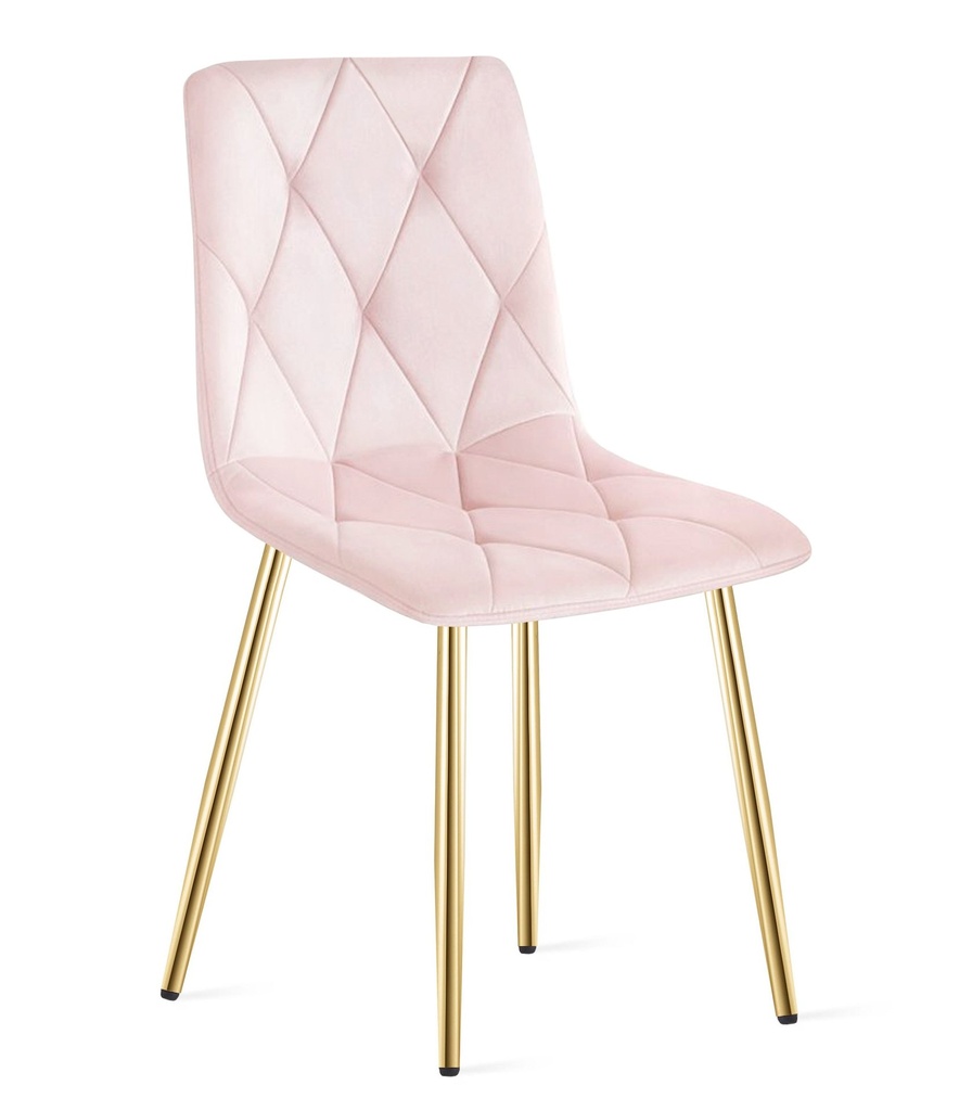 LIBRA Stuhl – hellrosa Samt / goldene Beine x 1