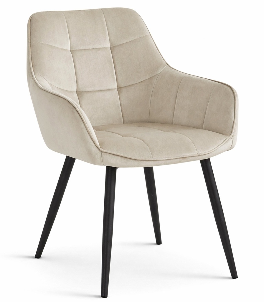 VARSI Stuhl – beige Samt / schwarze Beine x 1