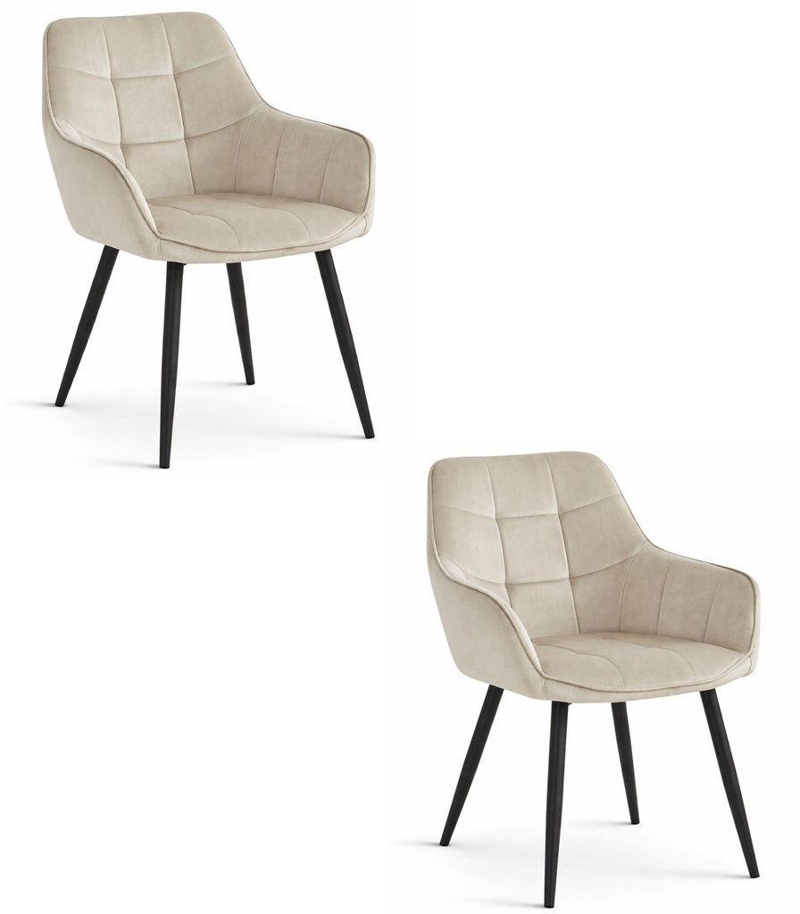 VARSI Stuhl – beige Samt / schwarze Beine x 2