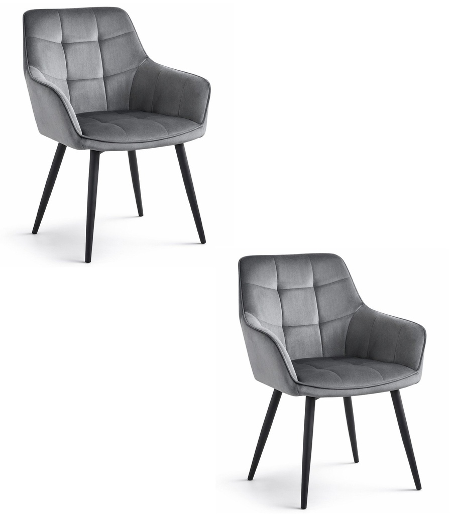 VARSI Stuhl – dunkelgrauer Samt / schwarze Beine x 2