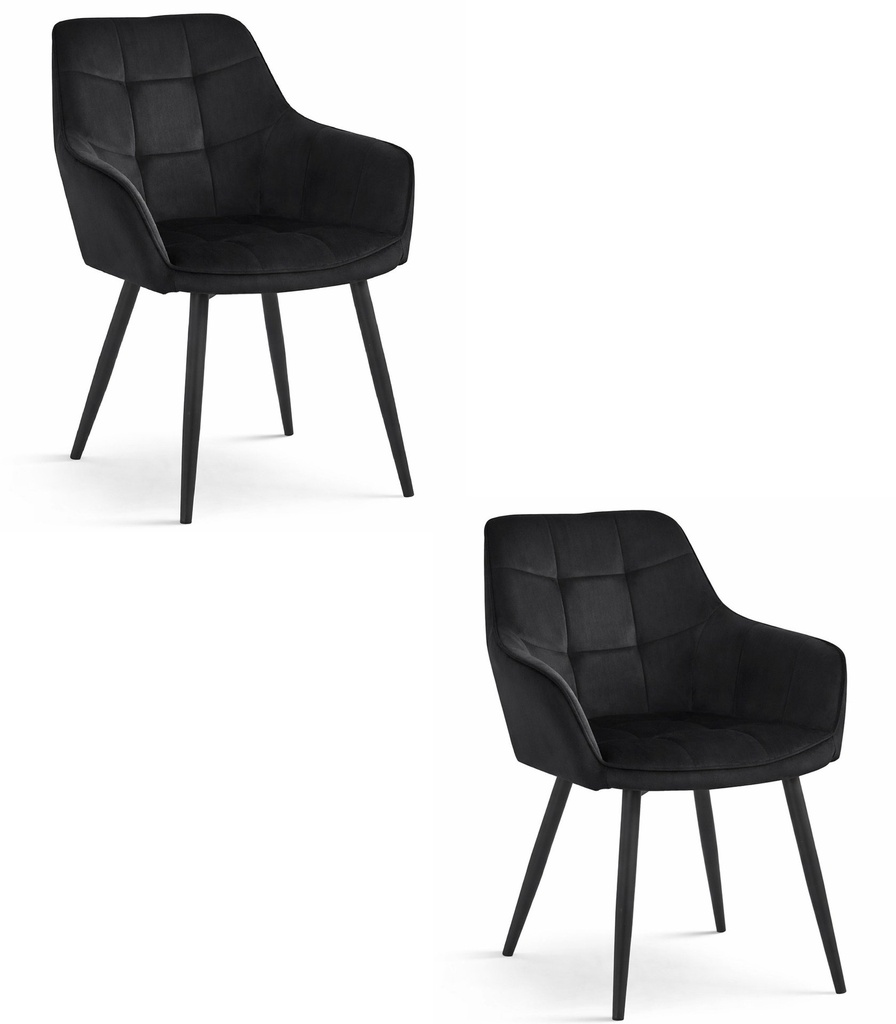 VARSI Stuhl – schwarzer Samt / schwarze Beine x 2