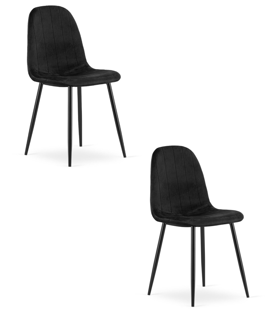 PADVA Stuhl – schwarzer Samt / schwarze Beine x 2