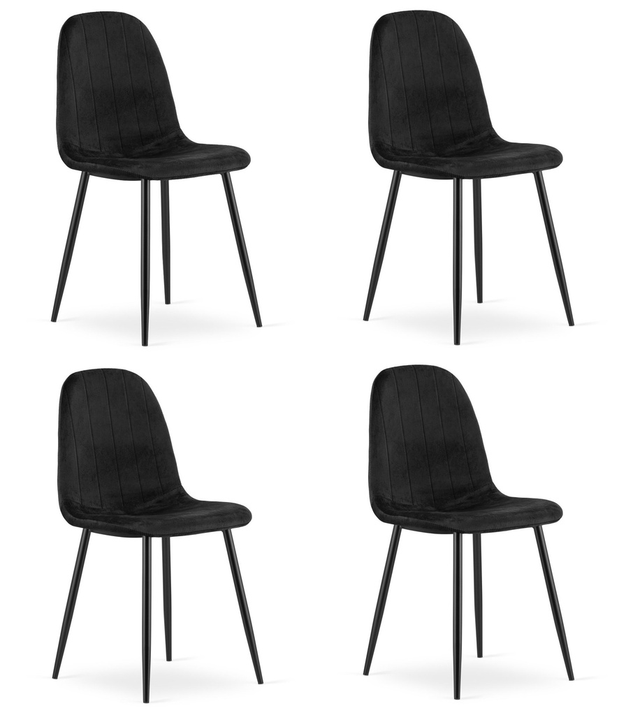 PADVA Stuhl – schwarzer Samt / schwarze Beine x 4