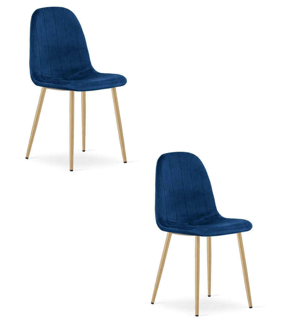 PADVA Stuhl – Marineblauer Samt / Eichenbeine x 2