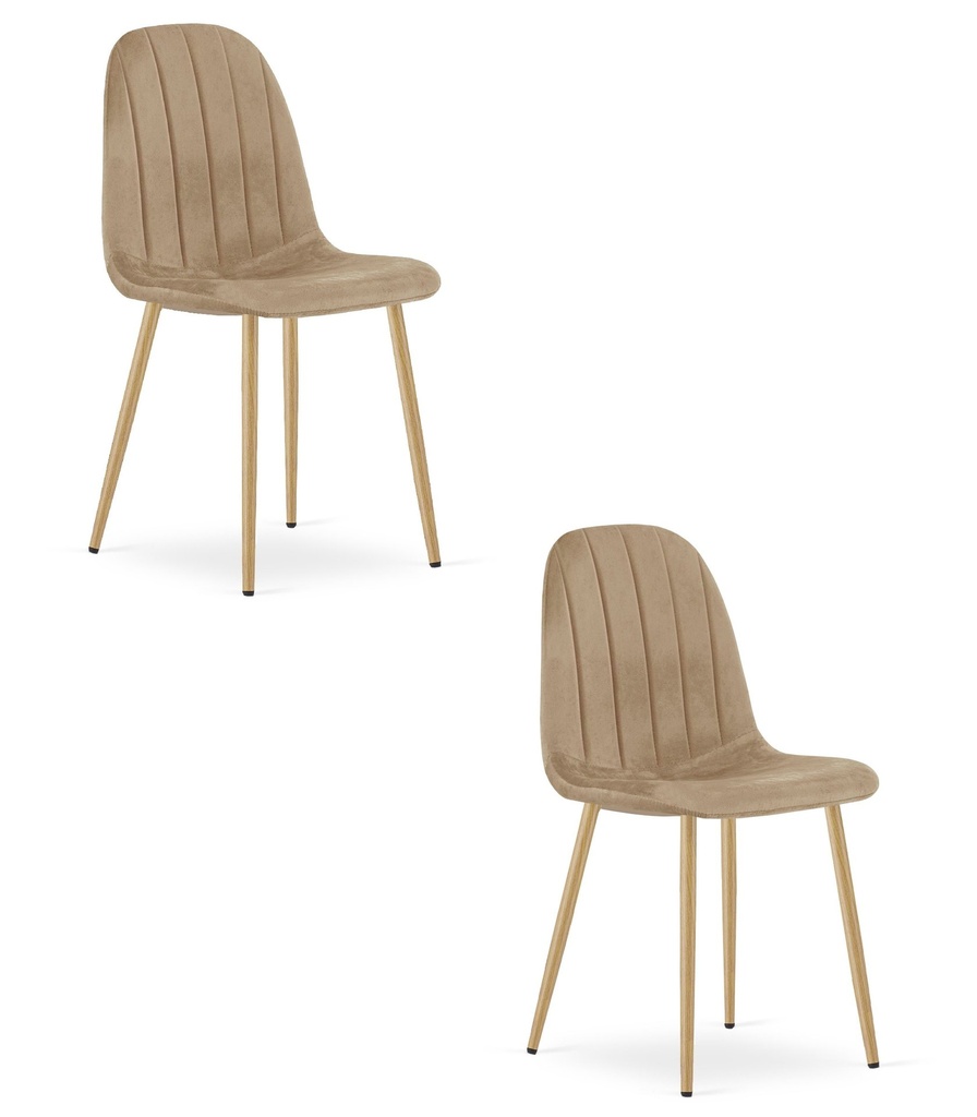 PADVA Stuhl – brauner Samt / Eichenbeine x 2