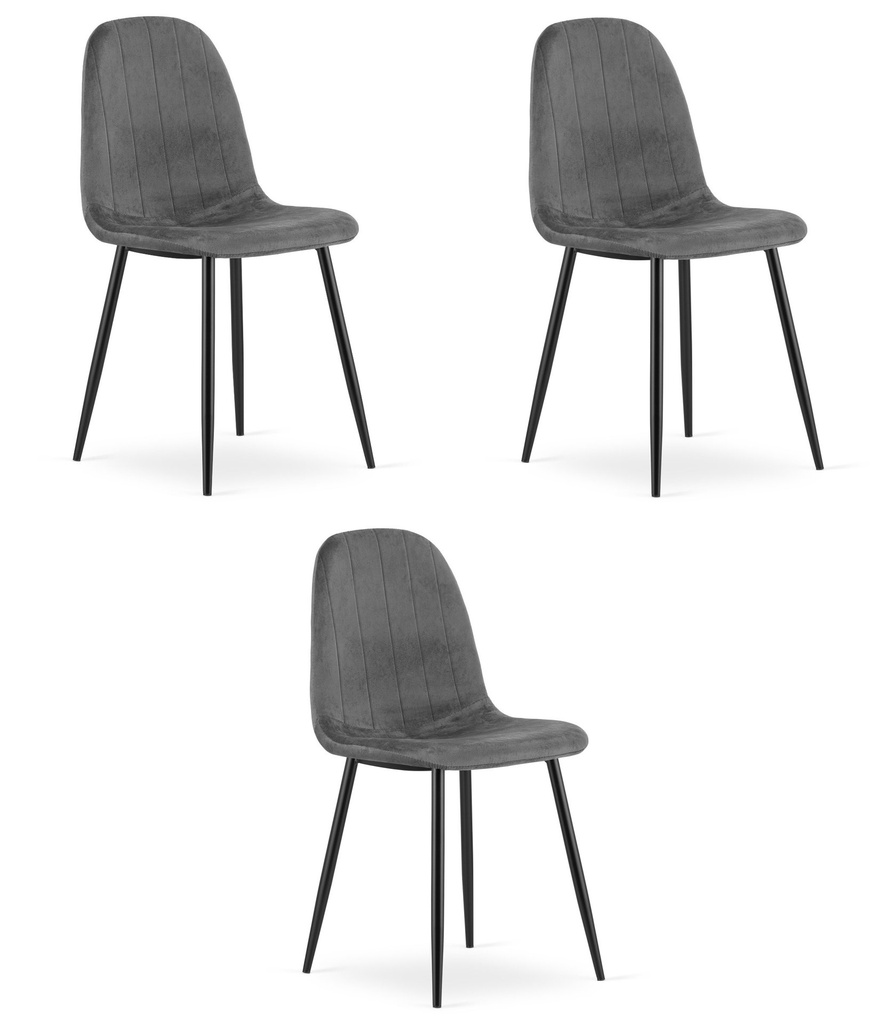 PADVA Stuhl – dunkelgrauer Samt / schwarze Beine x 3