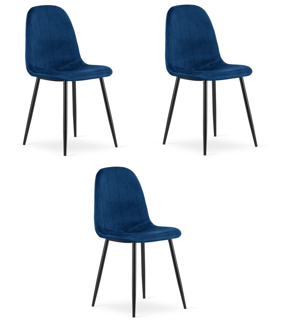 PADVA Stuhl – marineblauer Samt / schwarze Beine x 3