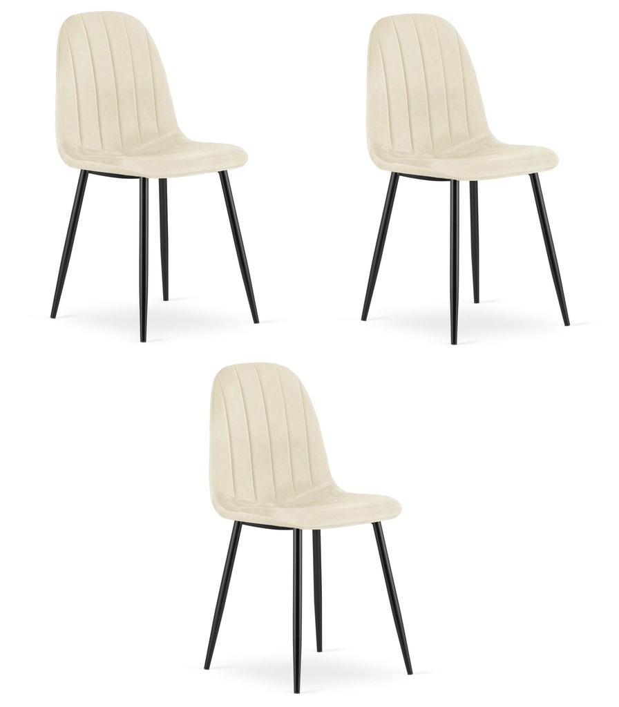 PADVA Stuhl – hellbeiger Samt / schwarze Beine x 3