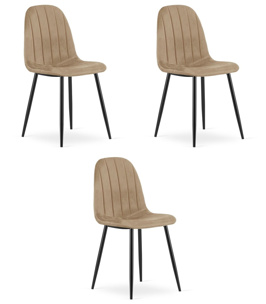 PADVA Stuhl – brauner Samt / schwarze Beine x 3