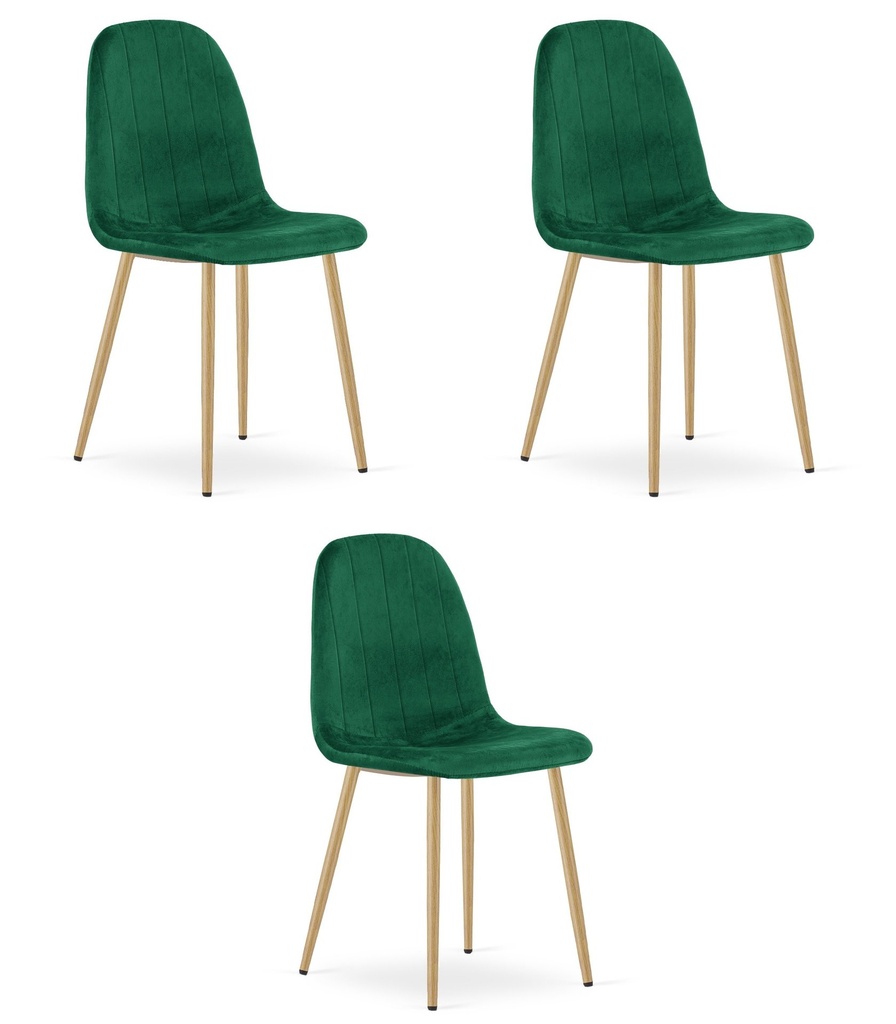 PADVA Stuhl – grüner Samt / Eichenbeine x 3
