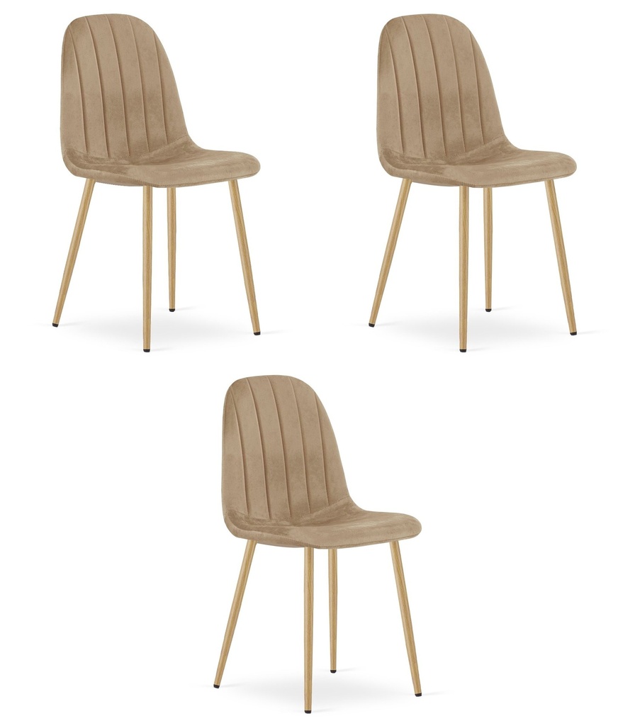 PADVA Stuhl – brauner Samt / Eichenbeine x 3