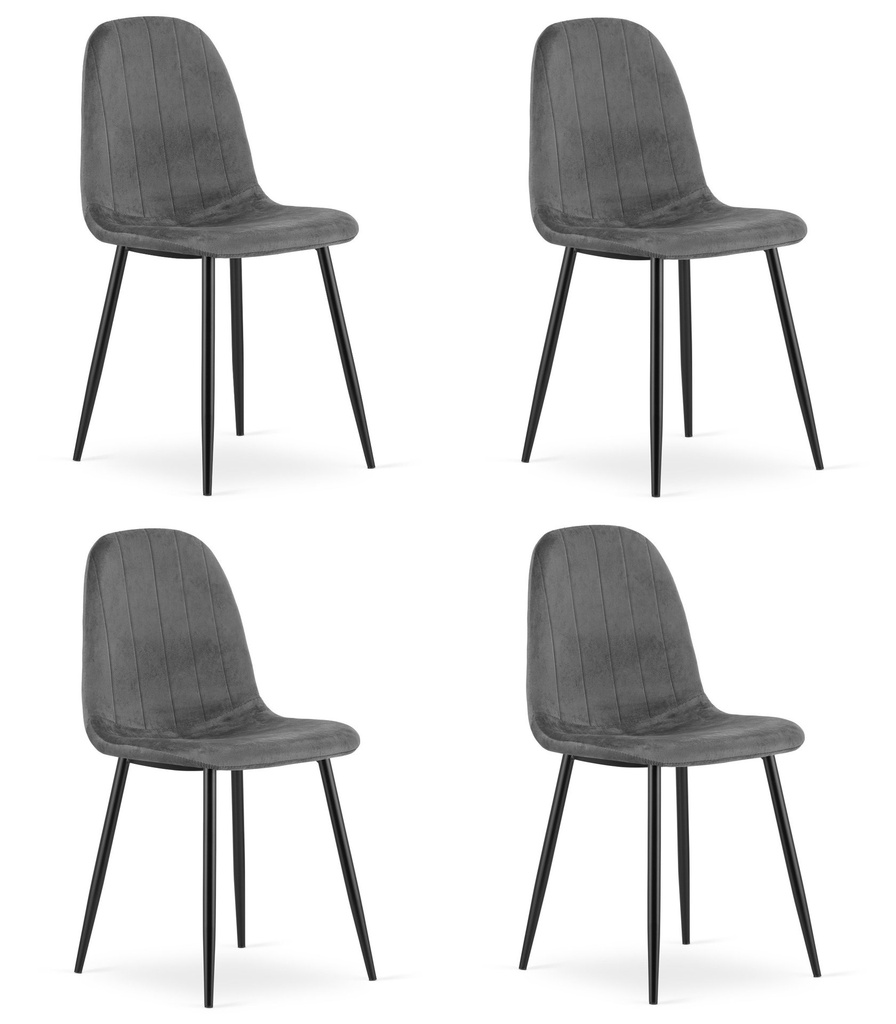 PADVA Stuhl – dunkelgrauer Samt / schwarze Beine x 4