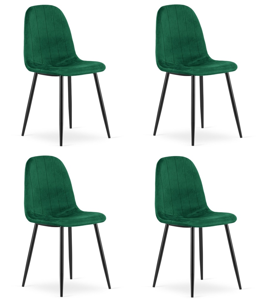 PADVA Stuhl – grüner Samt / schwarze Beine x 4
