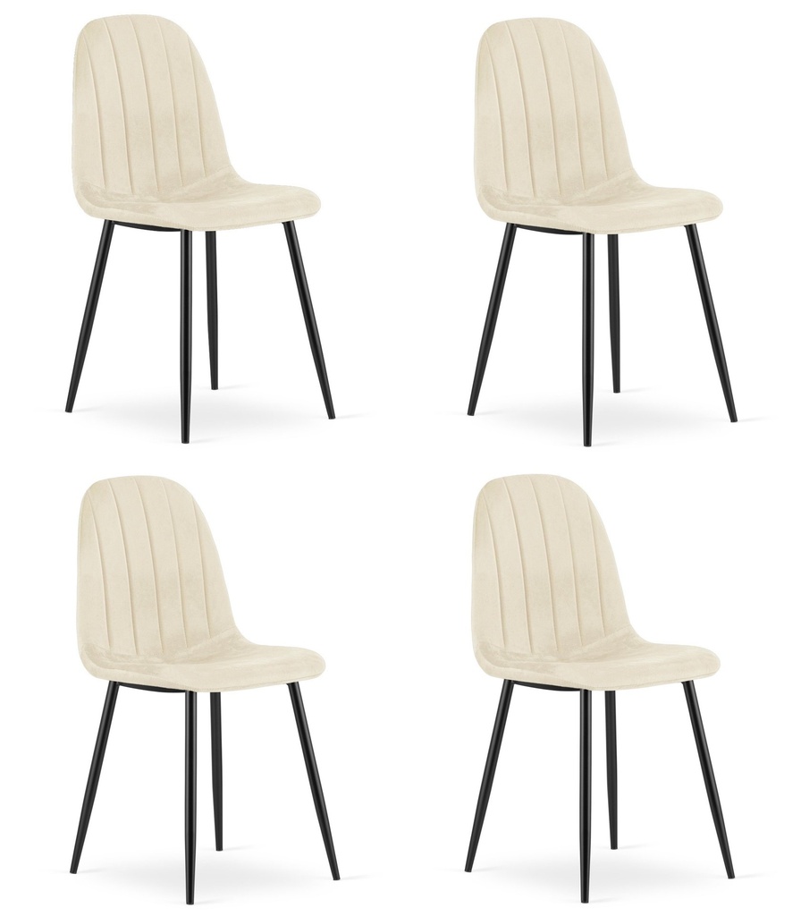 PADVA Stuhl – hellbeiger Samt / schwarze Beine x 4
