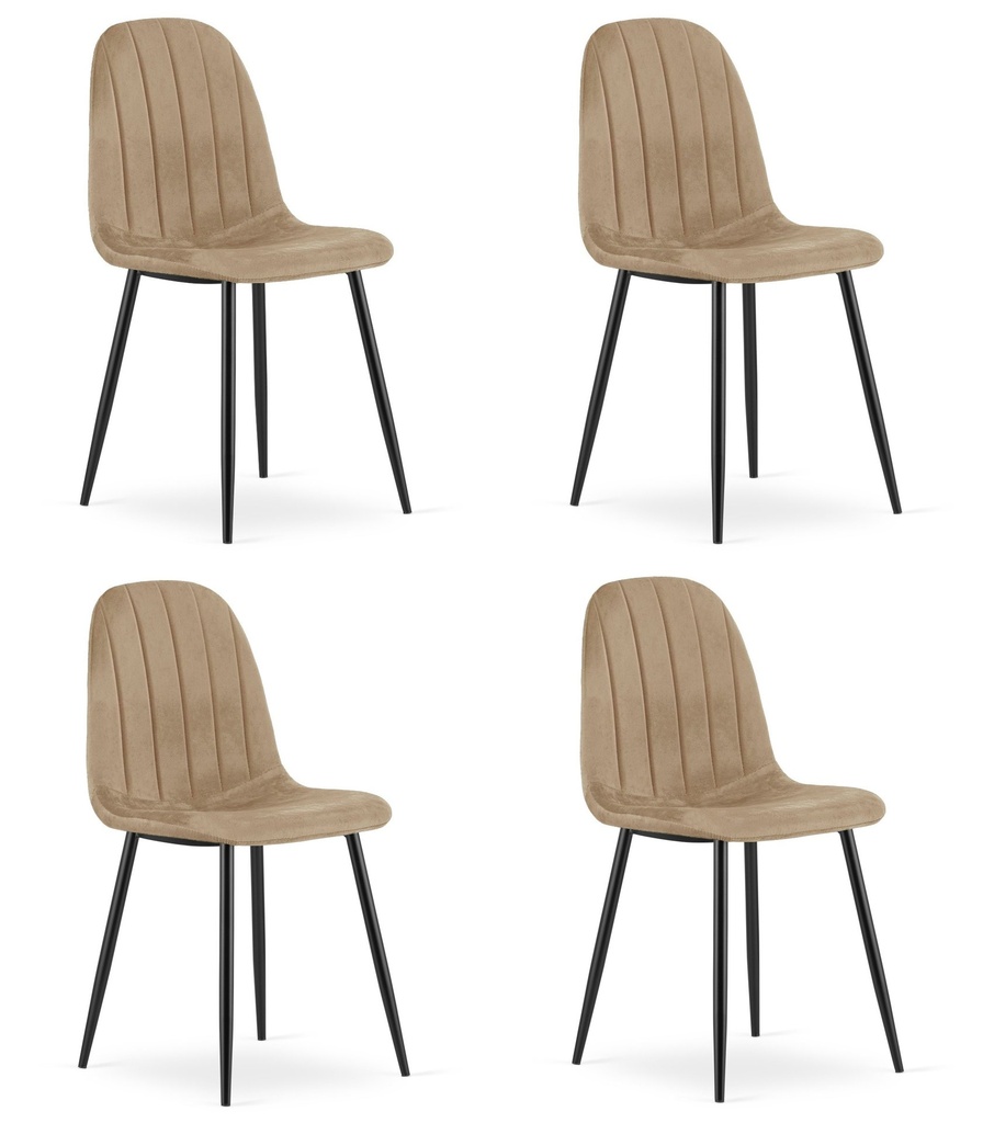 PADVA Stuhl – brauner Samt / schwarze Beine x 4
