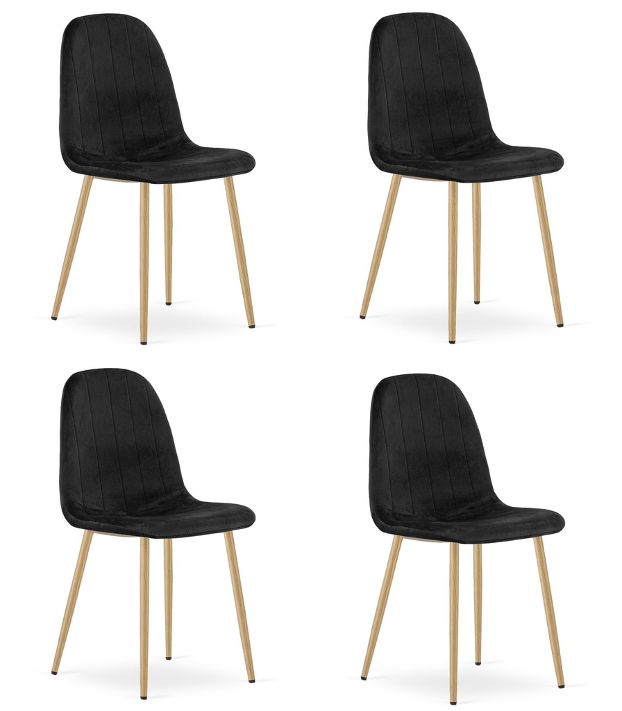 PADVA Stuhl – schwarzer Samt / Eichenbeine x 4