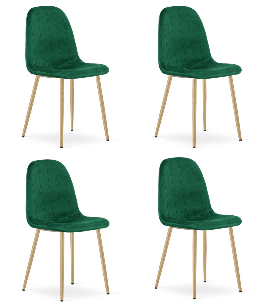PADVA Stuhl – grüner Samt / Eichenbeine x 4
