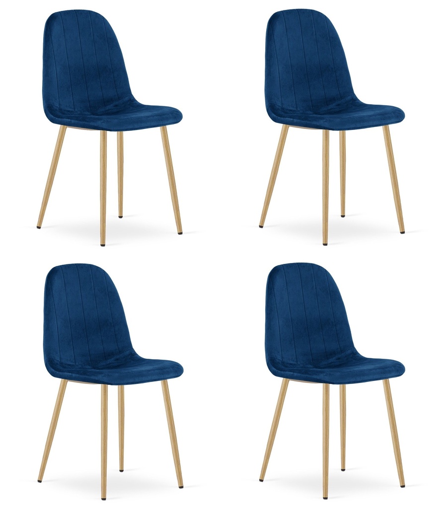 PADVA Stuhl – Marineblauer Samt / Eichenbeine x 4