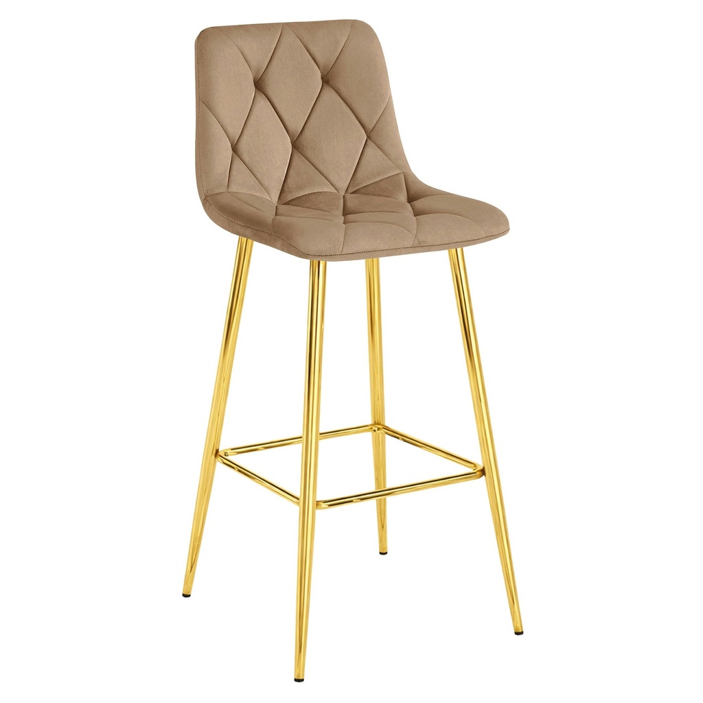NADO Hocker – brauner Samt / goldene Beine x 1