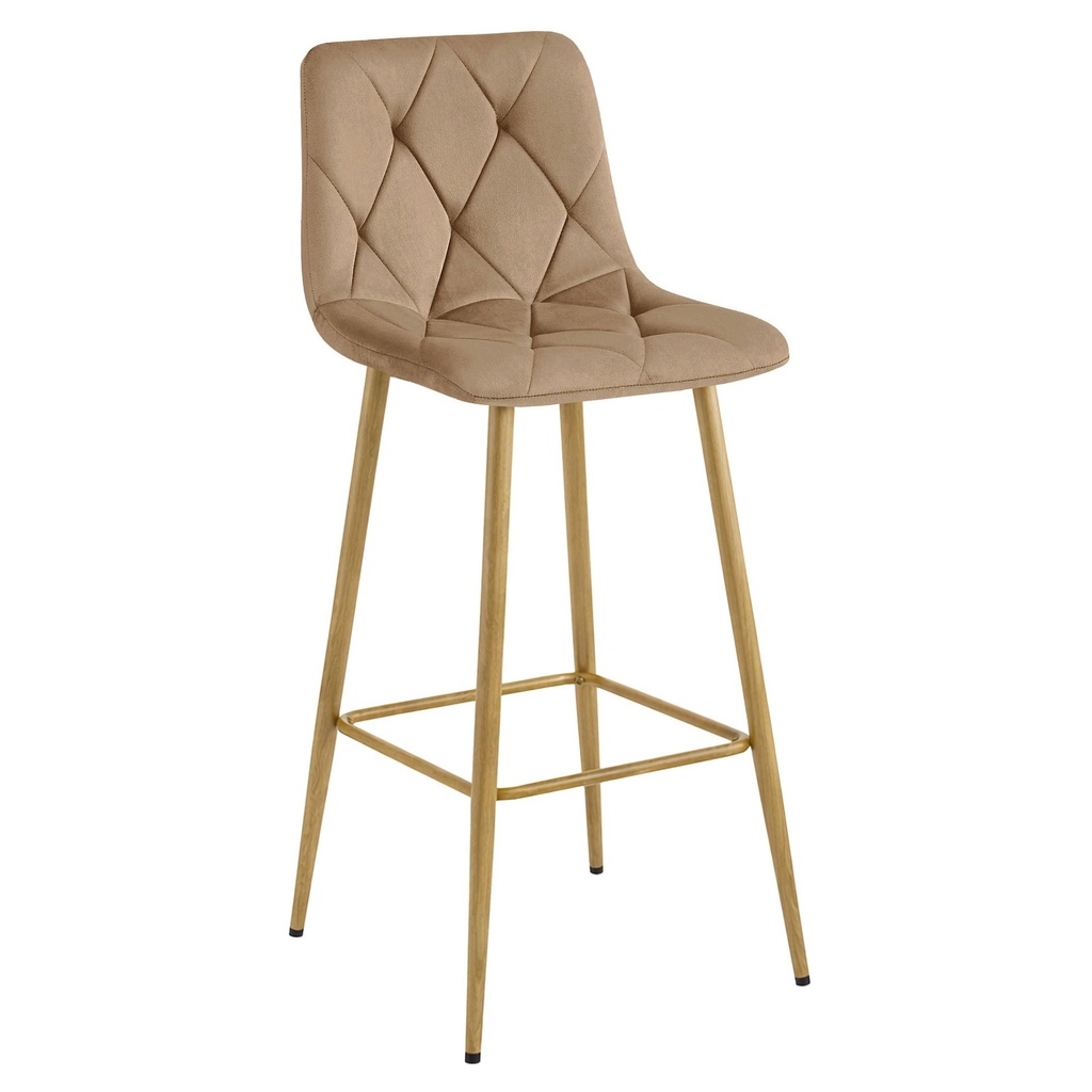[model_4245_1-NADO-MODY85] NADO Hocker – brauner Samt / Beine aus Eiche x 1