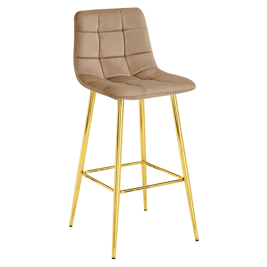 ARCETO Hocker – brauner Samt / goldene Beine x 1
