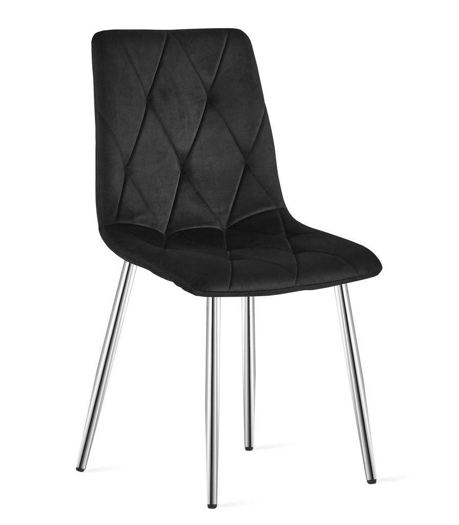 LIBRA Stuhl – schwarzer Samt / Chrombeine x 1