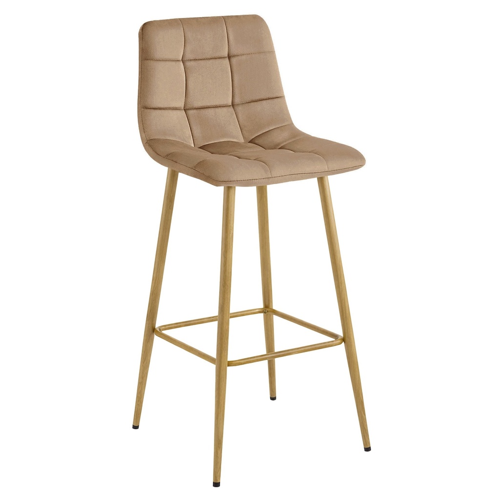 ARCETO Hocker – brauner Samt / Eichenbeine x 1